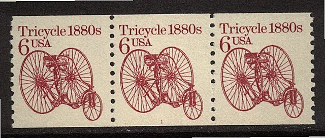 Scott 2126- MNH- Plate Number Strip of 3, #1- 6c Tricycle 1880s- mint PNC3