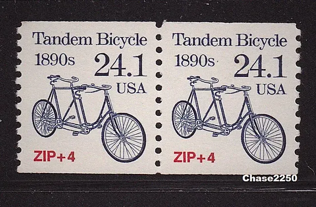 Scott #2266 Tandem Bicycle 1890s - Transportion Series 24.c (Coil PAIR) 1988 MNH