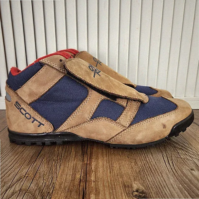 VTG Scott OverRock Cycling Shoes Mens Size 8.25 Brown Blue Suede Mountain Biking